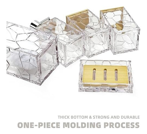 Gahefy Juego De Accesorios De Baño De Bambú Transparente Acr