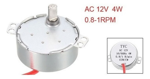 Motor Sincrónico Ac 12v 0.8-1 Rpm 50-60 Hz Ccw/cw 4w