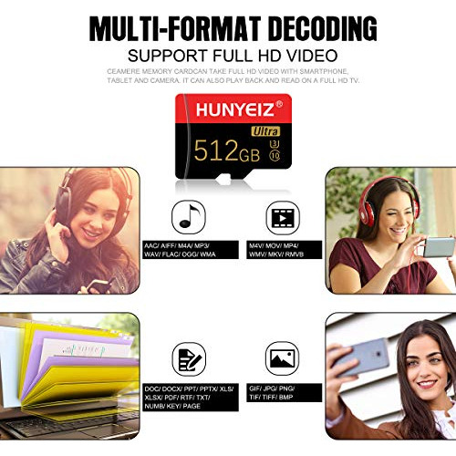 512gb Micro Sd Card With Adapter Memory Card Class 10 W...