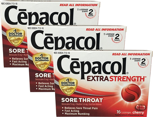 Cepacol Extra Strength Dolor De Garganta, 16 Pastillas, Paqu