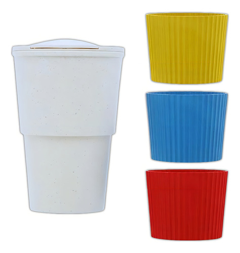 Copo Para Café De Bambu Com Tampa Estilo Starbucks Cor Azul Liso
