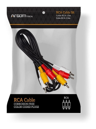 Imagen 2 de 5 de Cable Rca A Rca 1,5 Metros Argom Tech