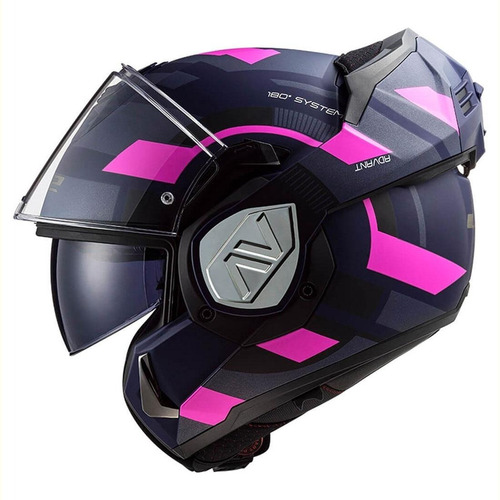 Casco Abatible Ls2 Advant Velum Azul Rosa Moteros