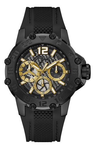 Reloj Guess Para Hombre, 46 Mm, Esfera Negra Con Silicona Ne