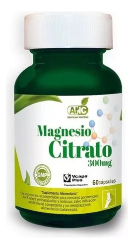 Magnesio Citrato 300 Mg X 60 Cápsulas Anc Sabor Sin Sabor