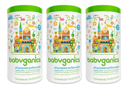 Babyganics Toallitas Multiusos Para Superficies, Sin Perfume