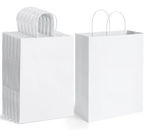 Pack 25 Bolsas De Papel Kraft Regalo Con Asa 32x41 +12 Cm Blanco con  Ofertas en Carrefour