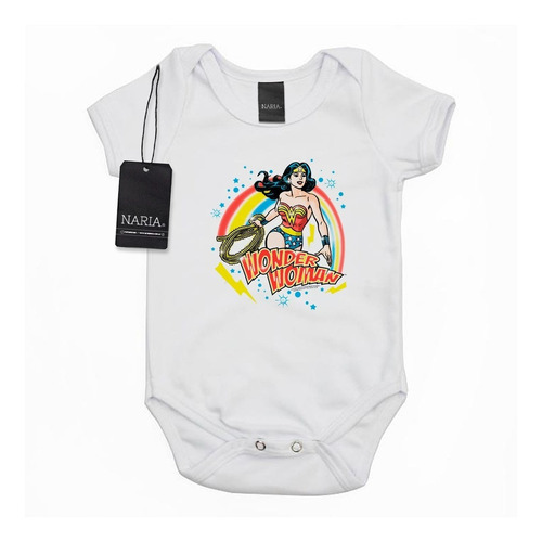 Body Bebe Manga Corta Wonder Woman Diseño Art  Logo - Psww6