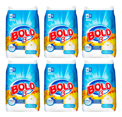 6 Pack Bold Detergente En Polvo Ropa Amarillo 850 Grs