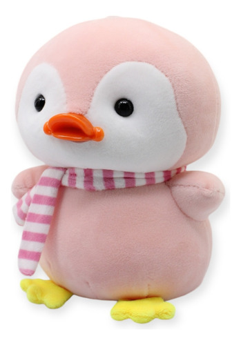 Pinguino De Peluche Rosa Con Bufanda Suave Juguete De 20cm