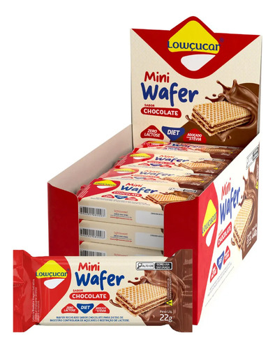 Mini Wafer De Chocolate Diet Lowçucar 22g Caixa Com 20 Unid.