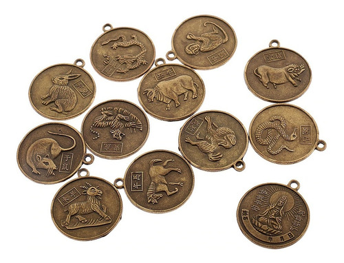 12 Medallas Amuletos Feng Shui Animales Del Zodiaco Chino