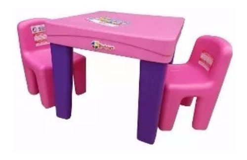 Imagen 4 de 10 de Sillas Bancos X2 + Mesa Mesita Infantil Int O Ext Rotoys