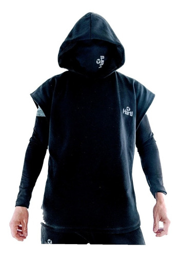 Id439 Buzos Black Poncho Hoodie Sudadera Hartl Sport Casual