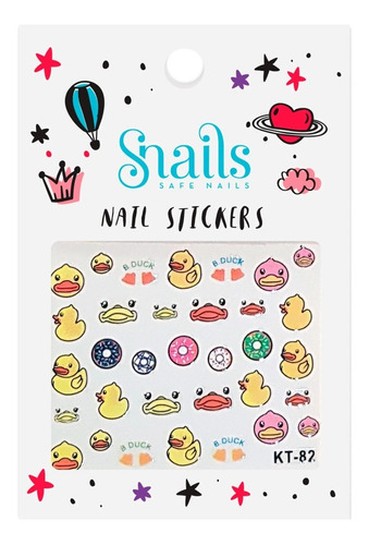 Calcomanías Uñas Nail Sticker Quack Quack Para Niñas Snails 