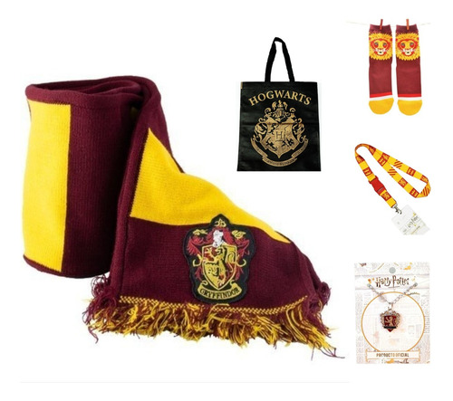 Set Harry Potter Casas Regalo Bufanda Medias Llavero Collar
