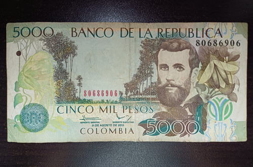 Billete De 5000 Pesos 31/ago/2013 Excelente Estado