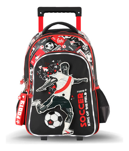 Mochila Footy Dinamic Con Luces Kids Niños Colegial Rojo