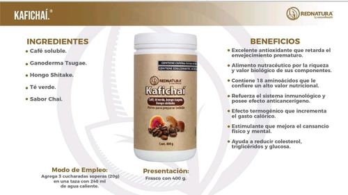 Café Kafichai Soluble Instantáneo Rednatura De 400g