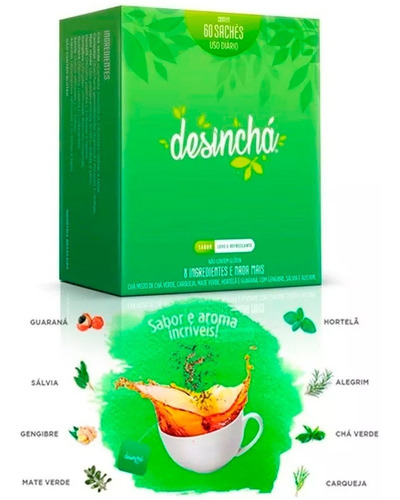 Desinchá 60 Sachês + Desinchá Noite 60 Sachês + 2 Copos