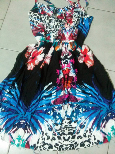 Vestido Estampado De Fibrana Talle S Muy Bueno