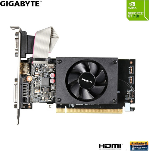 Imagen 2 de 4 de Tarjeta De Video Gigabyte Gt 710 2gb Ddr3 Pci Expres Hdmi