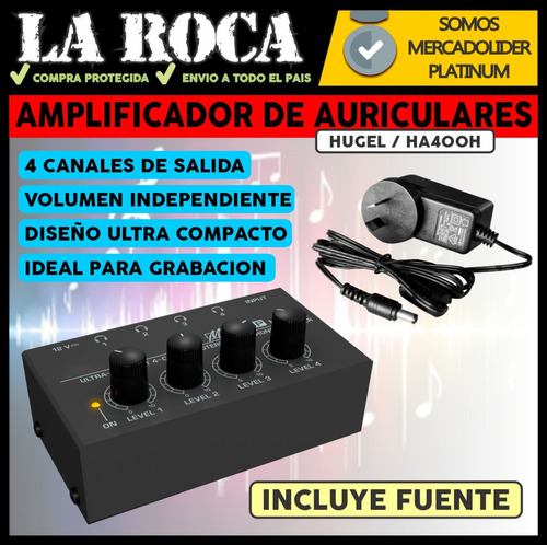 Imagen 3 de 10 de Amplificador Multiplicador Para 4 Auriculares Volumen Cuotas