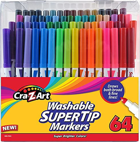 Crazart 64 Colores Marcadores Supertip Lavables