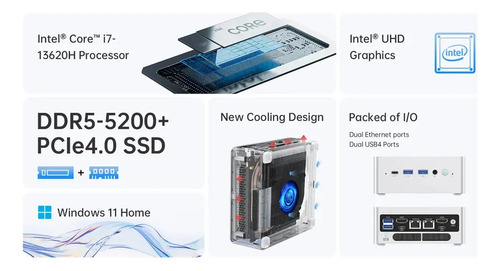 Mini Pc Minisforum Npb6 Core I7 13th Gen (no Ram No Ssd)