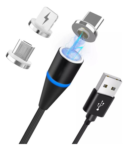 Cable Magnético Iman 3en1 Carga Rápida Usb V8 Ip Tipoc 1hora