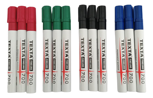 Kit 12 Canetas Texta 700 Marcador De Pele Cirúrgico - Cores
