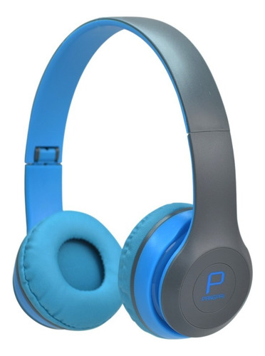 Audifonos Diadema Inalambricos P8047 Micrófono Radio Cable Color Azul