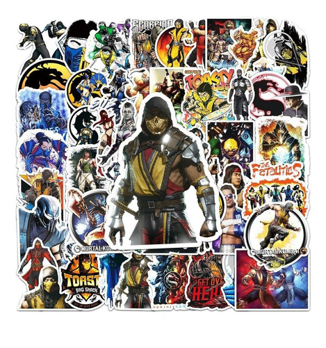 50 Stickers De Mortal Kombat - Etiquetas Autoadhesivas