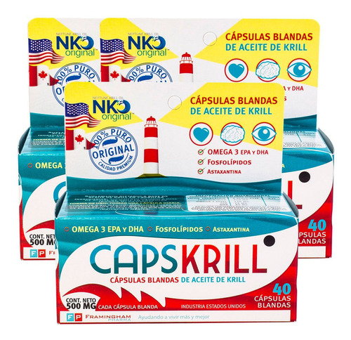 Combo 3 Capskrill X 40 Caps Aceite De Krill Omega 3 Original