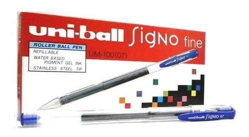 Lapicera Uniball Roller Gel Uni Signo Japon Azul Caja X12 Un