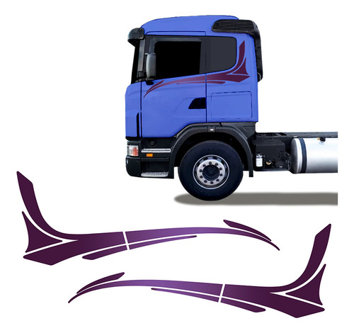 Faixa Scania 124 2008 Adesivo Roxo Lateral Modelo Original