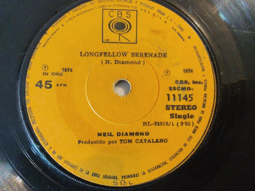 Vinilo Single De Ail Diamond Longfellow