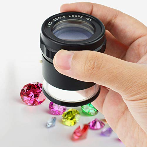 Lupa Scale, Aumento De 10x, 8 Luces Led, 9 Cristales, Escala