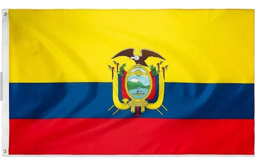 Bandera De Ecuador 60x90 Cm Estampada Poliéster, 2 Ojales