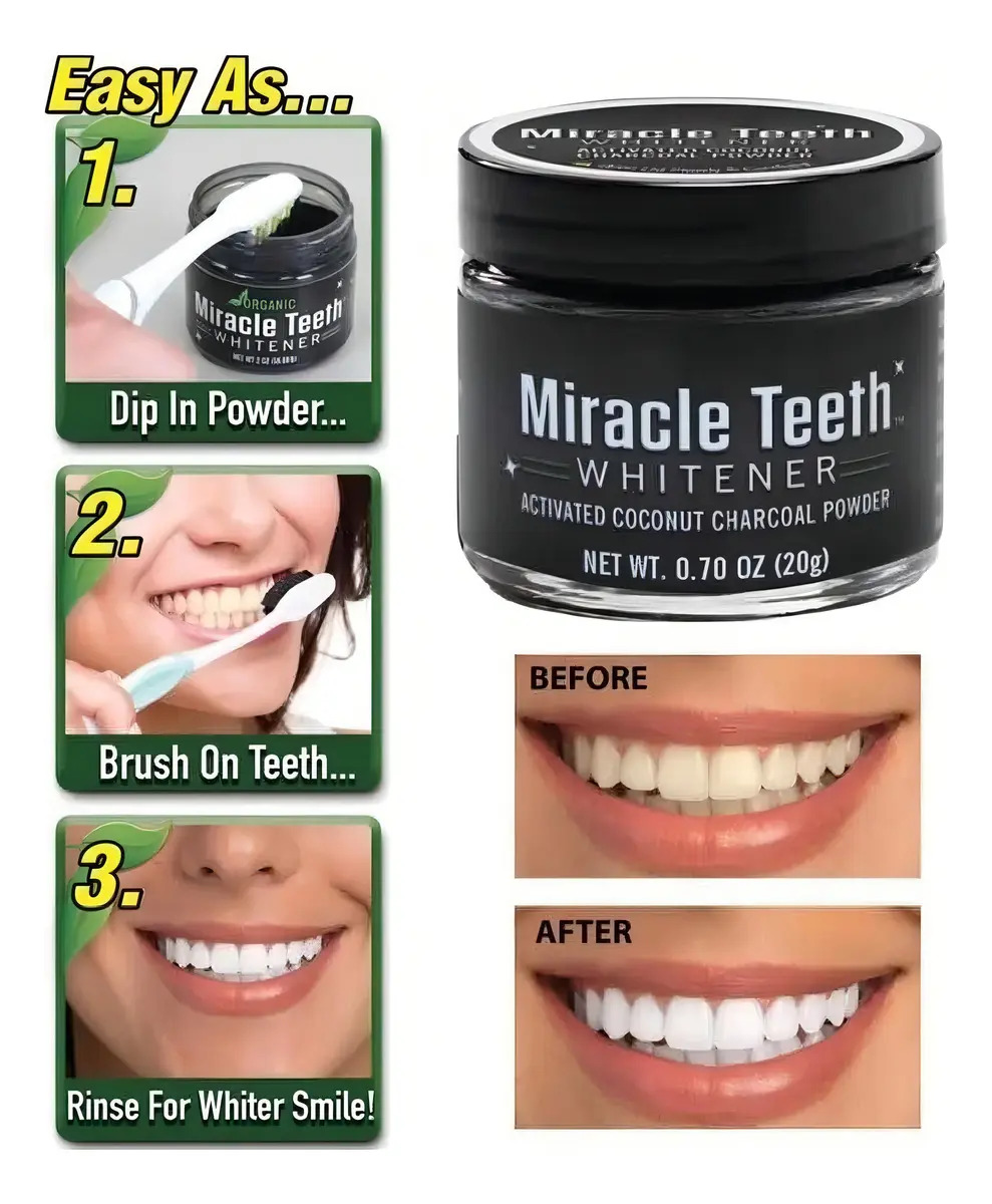 Blanqueador Dental Natural Carbón Coco Blanquea Tus Dientes