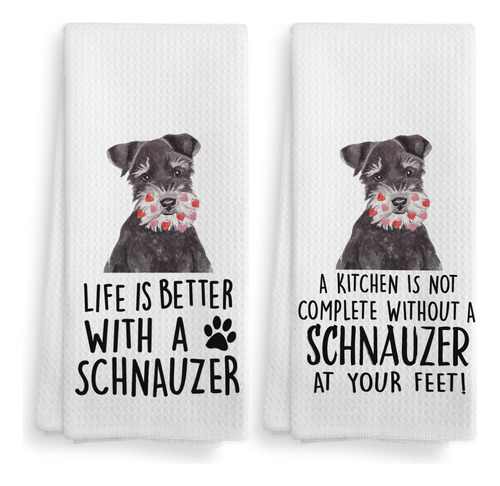 Noql Schnauzer Toallas, Regalos Schnauzer, Juego De 2 Toalla