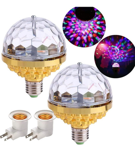 Eirbesr 2pc Colorful Disco Rotating Magic Ball Light Bulb,cr