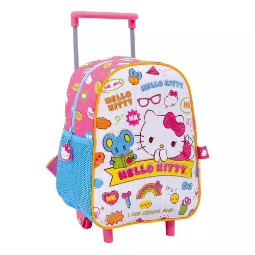 Mochila Hello Kitty Con Carrito 12p Infantil Wabro 74301 M4e