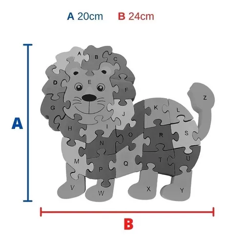 Quebra Cabeça Infantil Para Alfabetização e Letramento Leão