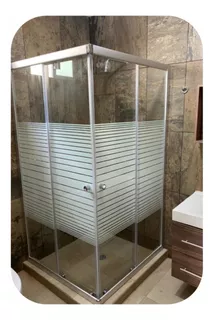 Cancel De Baño Cristal Templado 90x90franjas Biseladas