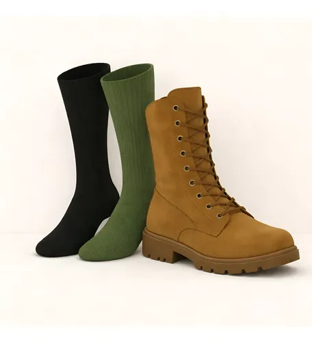 Kit 12 Pares De Meia Preta Ou Verde Oliva Coturno Militar