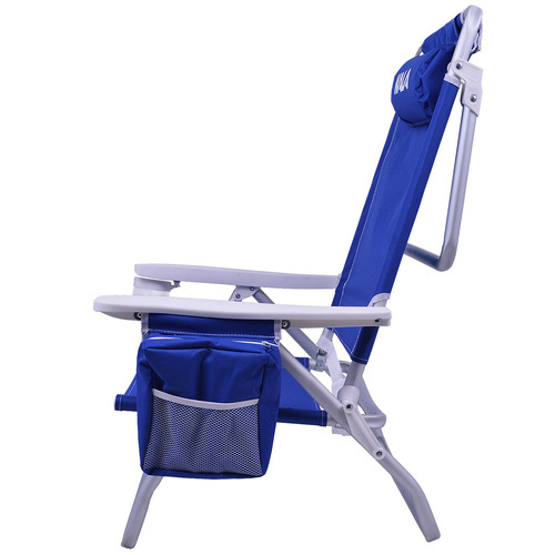 Cadeira De Praia Reclinável Com Bolsa Térmica Azul Kala