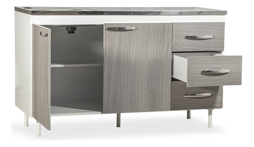 Alacena Y Bajo Mesada 1.20 Melamina Mueble Cocina Gris