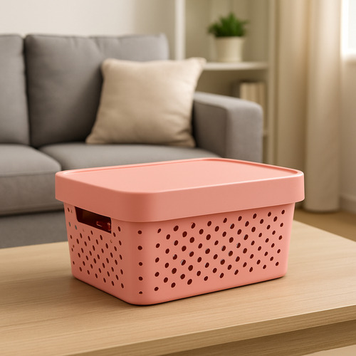 Kit Com 3 Caixas Organizadora Rosa 4,5l Para Guardar Objetos