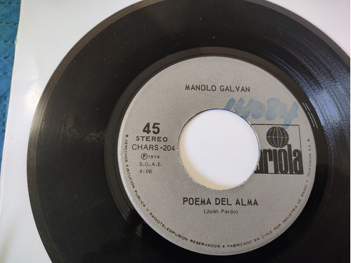 Vinilo Single De Manolo Galván En Cualquier Lugar (w87